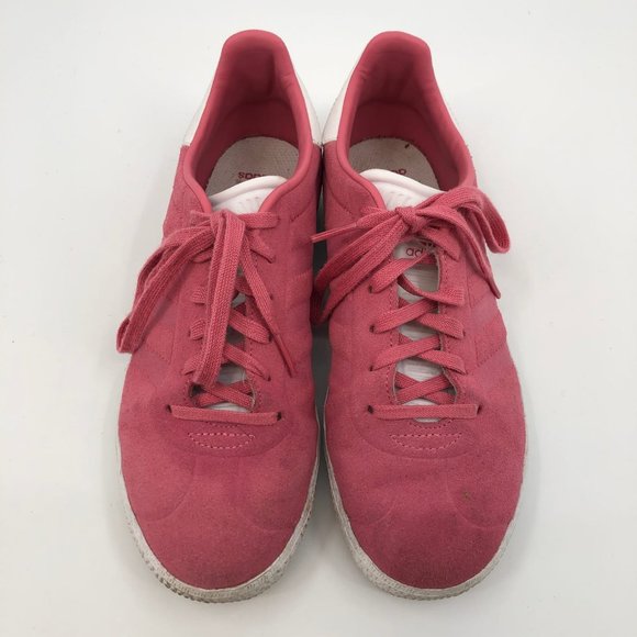 Adidas Kids Athletic Shoes in Pink/White, Size 4.5, Suede, Lightly Flawed - Picture 5 of 7